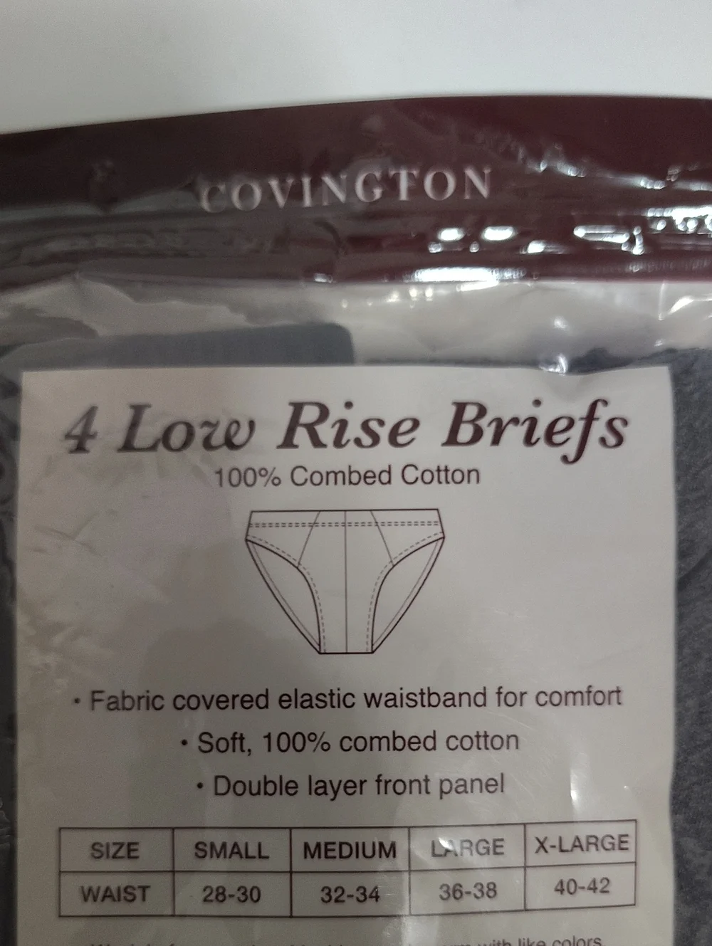 Vintage NIP Covington Men's Low Rise Briefs Underwear - 4 Pack - Size S 28-30